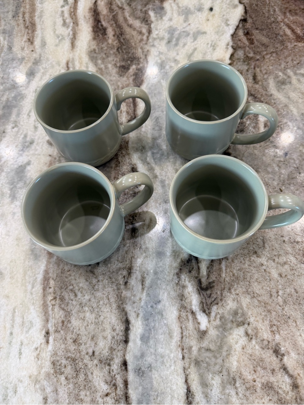 Bee & Willow Sage Green Ceramic Coffee Mugs Set of 4 Farmhouse
